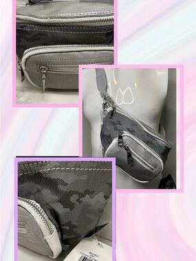 Gray Camo Convertible Crossbody Belt Bag